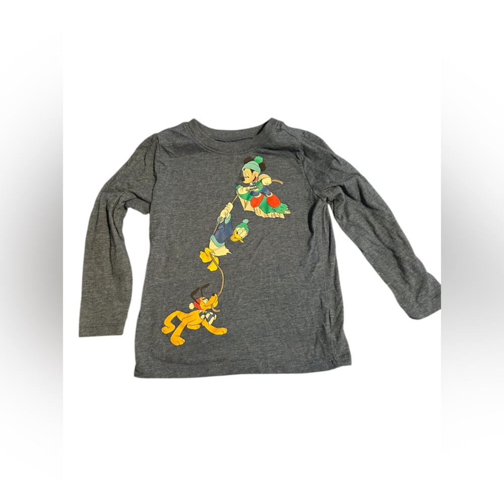 Gray Long Sleeve Shirt with Mickey and Friends Print